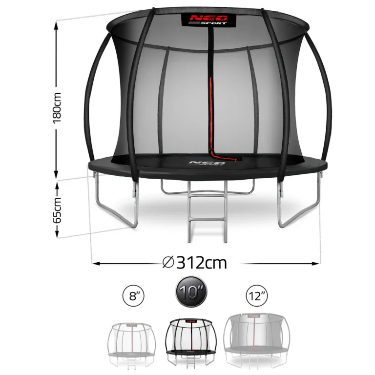 Profilirani Vrtni Trampolin Neo Sport, Ø 312 Cm (10 Ft), Unutarnja Mreža, Siva, Var. Ns 10c231 7