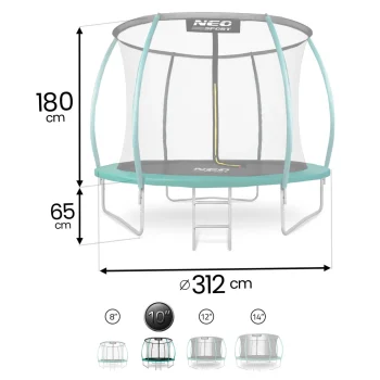 Profilirani Vrtni Trampolin Neo Sport, Ø 312 Cm (10 Ft), Unutarnja Mreža, Siva 10