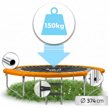 Profilirani Vrtni Trampolin Neo Sport, Ø 374 Cm (12 Ft), Unutarnja Mreža, Siva, Var. Ns 12c201 3