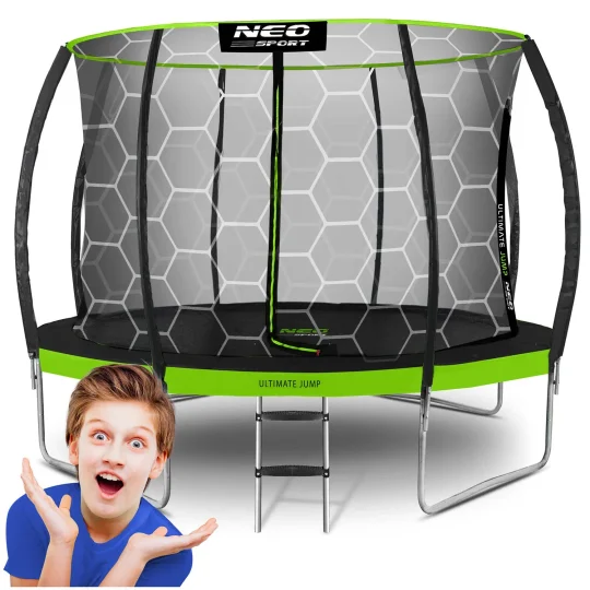 Profilirani Vrtni Trampolin Neo Sport, Ø 374 Cm (12 Ft), Unutarnja Mreža, Siva, Var. Ns 12c221 1
