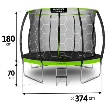 Profilirani Vrtni Trampolin Neo Sport, Ø 374 Cm (12 Ft), Unutarnja Mreža, Siva, Var. Ns 12c221 12