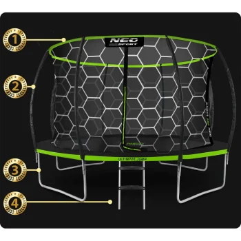 Profilirani Vrtni Trampolin Neo Sport, Ø 374 Cm (12 Ft), Unutarnja Mreža, Siva, Var. Ns 12c221 5