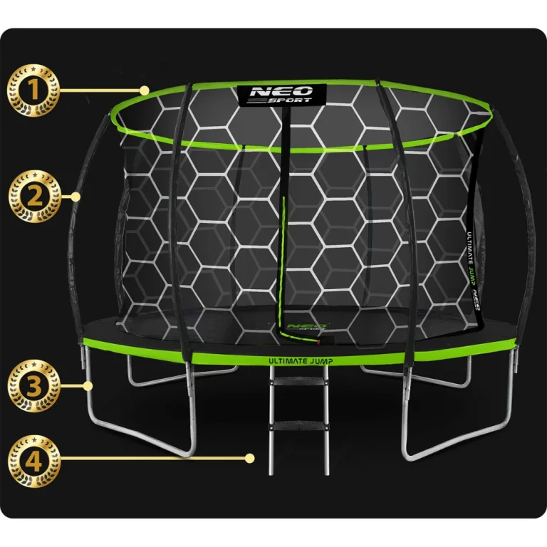 Profilirani Vrtni Trampolin Neo Sport, Ø 374 Cm (12 Ft), Unutarnja Mreža, Siva, Var. Ns 12c221 5