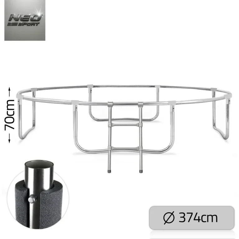 Profilirani Vrtni Trampolin Neo Sport, Ø 374 Cm (12 Ft), Unutarnja Mreža, Siva, Var. Ns 12c231 12