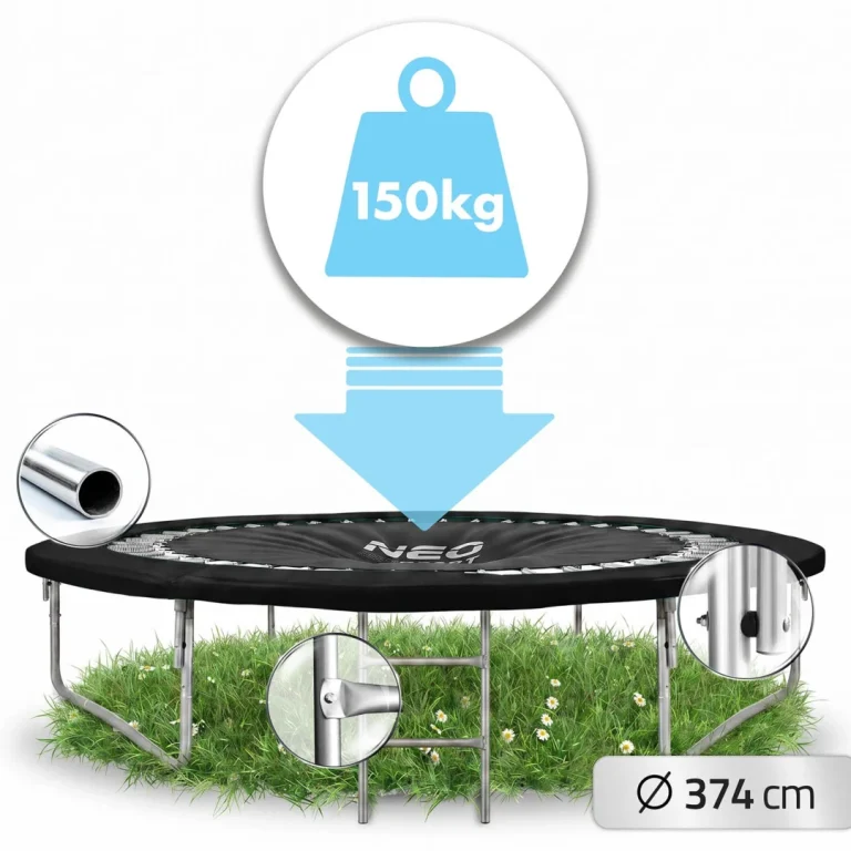 Profilirani Vrtni Trampolin Neo Sport, Ø 374 Cm (12 Ft), Unutarnja Mreža, Siva, Var. Ns 12c231 3