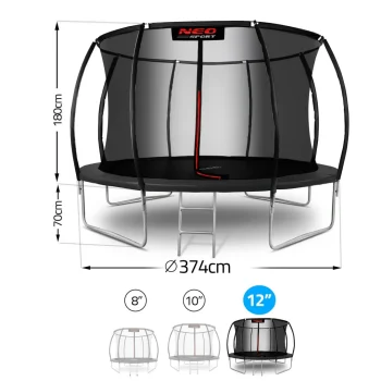 Profilirani Vrtni Trampolin Neo Sport, Ø 374 Cm (12 Ft), Unutarnja Mreža, Siva, Var. Ns 12c231 9