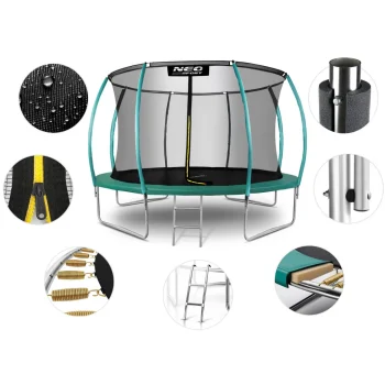 Profilirani Vrtni Trampolin Neo Sport, Ø 374 Cm (12 Ft), Unutarnja Mreža, Siva 4