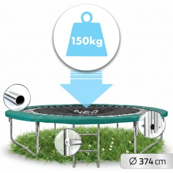 Profilirani Vrtni Trampolin Neo Sport, Ø 374 Cm (12 Ft), Unutarnja Mreža, Siva 5