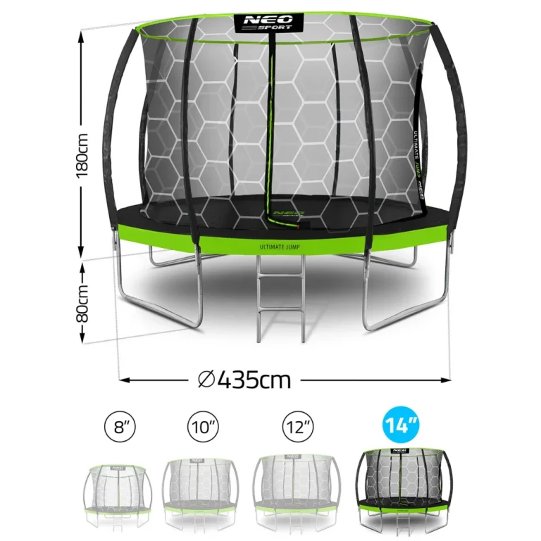 Profilirani Vrtni Trampolin Neo Sport, Ø 435 Cm (14 Stopa), Unutarnja Mreža, Siva, Var. Ns 14c221 9