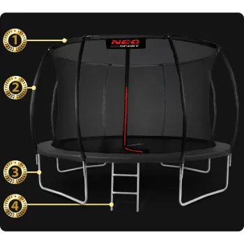 Profilirani Vrtni Trampolin Neo Sport, Ø 435 Cm (14 Stopa), Unutarnja Mreža, Siva, Var. Ns 14c231 8
