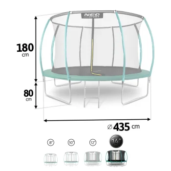 Profilirani Vrtni Trampolin Neo Sport, Ø 435 Cm (14 Stopa), Unutarnja Mreža, Siva 9