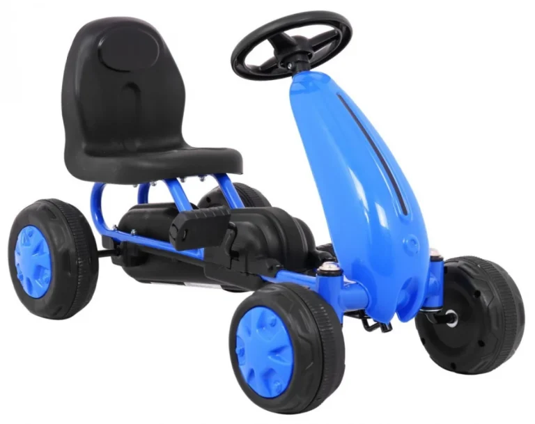 Prvi Karting Na Pedale Za Najmlađe Plavi + Lančani Pogon + Gumeni Kotači 7