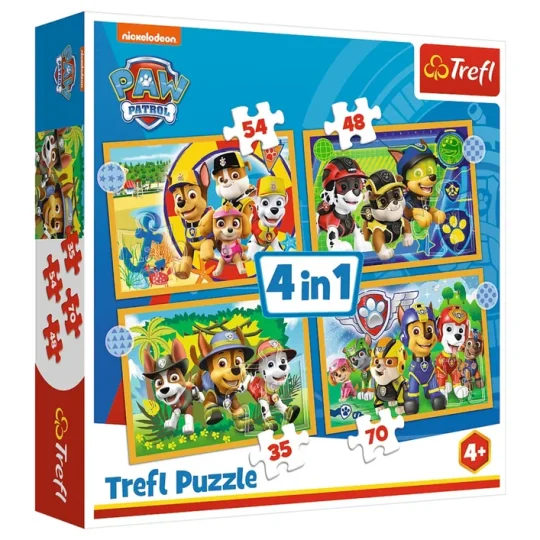Puzzle 4u1 Blagdanska Paw Patrol Trefl 34395 1