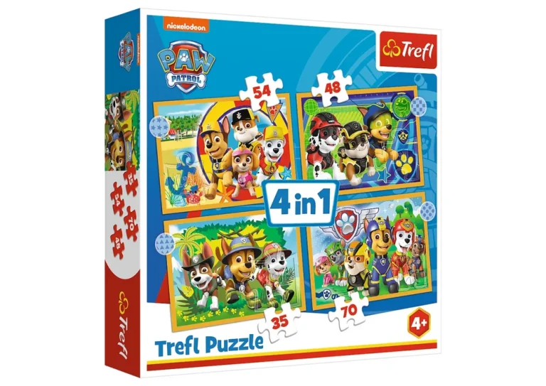 Puzzle 4u1 Blagdanska Paw Patrol Trefl 34395 1