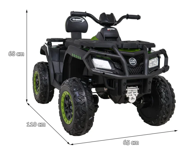 Quad Xt Speed ​​​​za Djecu Zeleni + 4x4 Pogon + Eva + Sporo Pokretanje + Mp3 Radio + Led, Zelena Quad Na Akumulator 2