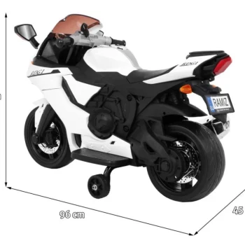 R1 Superbike Električni Motocikl Za Djecu Bijeli + Pomoćni Kotači + Truba + Led Svjetla, Bijela Motor Na Akumulator 2