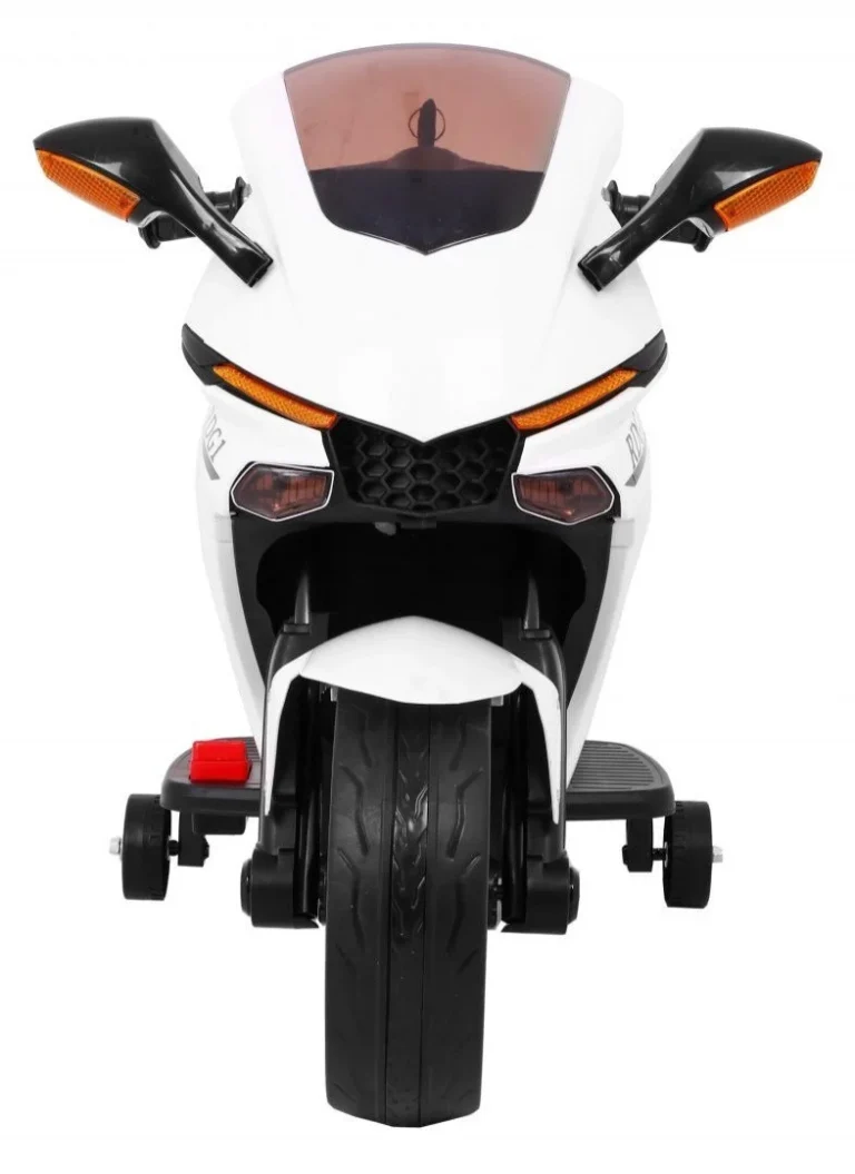 R1 Superbike Električni Motocikl Za Djecu Bijeli + Pomoćni Kotači + Truba + Led Svjetla, Bijela Motor Na Akumulator 3