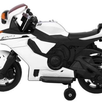 R1 Superbike Električni Motocikl Za Djecu Bijeli + Pomoćni Kotači + Truba + Led Svjetla, Bijela Motor Na Akumulator 4