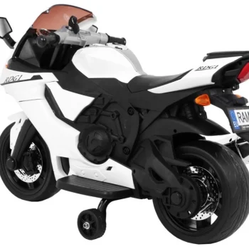 R1 Superbike Električni Motocikl Za Djecu Bijeli + Pomoćni Kotači + Truba + Led Svjetla, Bijela Motor Na Akumulator 5