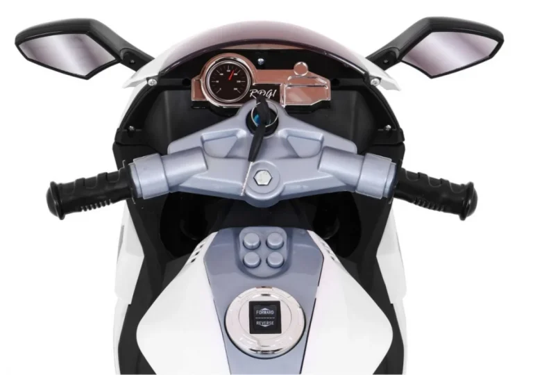 R1 Superbike Električni Motocikl Za Djecu Bijeli + Pomoćni Kotači + Truba + Led Svjetla, Bijela Motor Na Akumulator 8