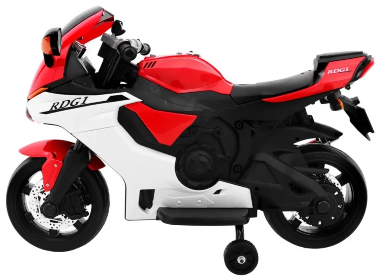 R1 Superbike Električni Motocikl Za Djecu Crveni + Pomoćni Kotači + Truba + Led Svjetla, Crvena Motor Na Akumulator 2