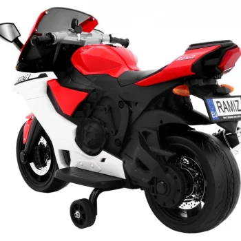 R1 Superbike Električni Motocikl Za Djecu Crveni + Pomoćni Kotači + Truba + Led Svjetla, Crvena Motor Na Akumulator 3
