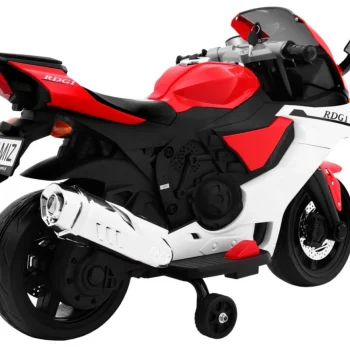 R1 Superbike Električni Motocikl Za Djecu Crveni + Pomoćni Kotači + Truba + Led Svjetla, Crvena Motor Na Akumulator 6