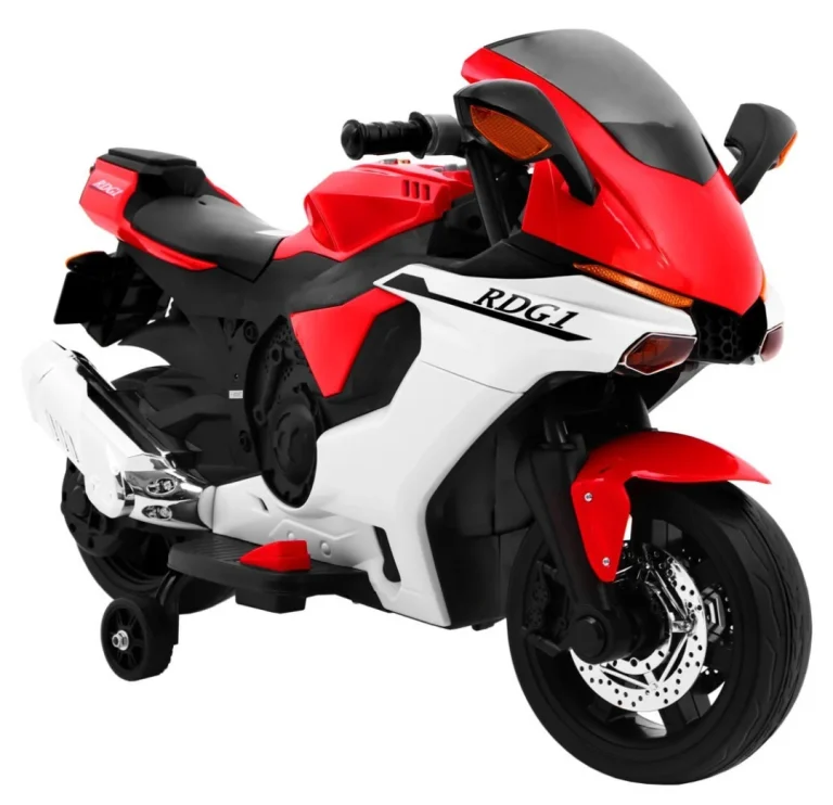 R1 Superbike Električni Motocikl Za Djecu Crveni + Pomoćni Kotači + Truba + Led Svjetla, Crvena Motor Na Akumulator 7