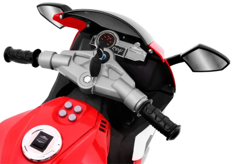 R1 Superbike Električni Motocikl Za Djecu Crveni + Pomoćni Kotači + Truba + Led Svjetla, Crvena Motor Na Akumulator 9