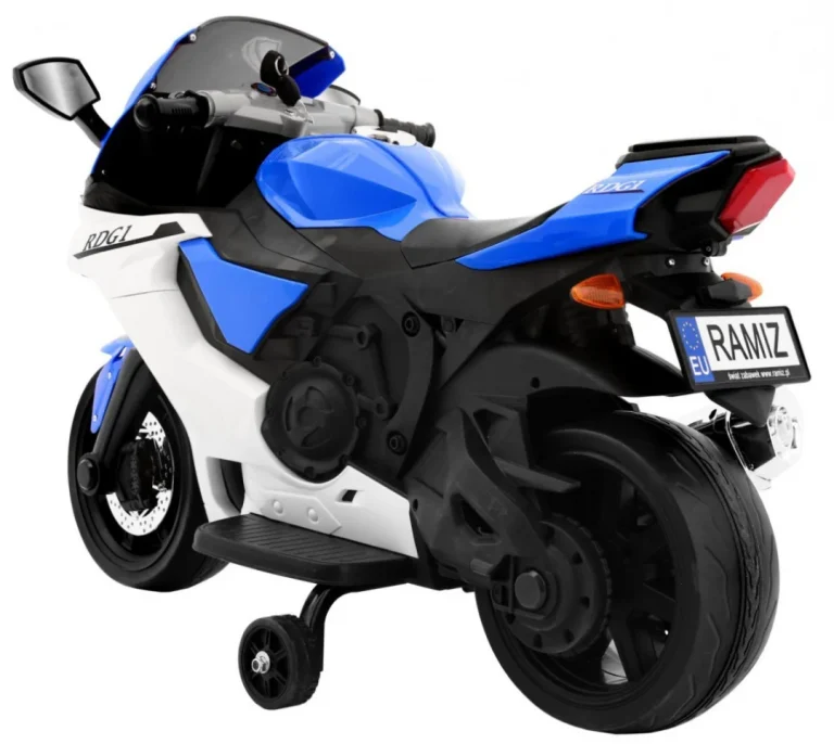 R1 Superbike Električni Motocikl Za Djecu Plavi + Pomoćni Kotači + Truba + Led Svjetla, Plava Motor Na Akumulator 3