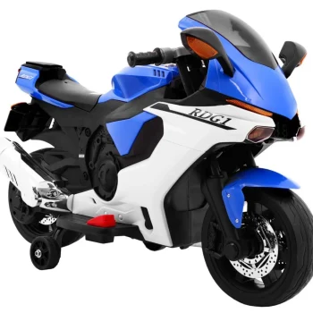 R1 Superbike Električni Motocikl Za Djecu Plavi + Pomoćni Kotači + Truba + Led Svjetla, Plava Motor Na Akumulator 5