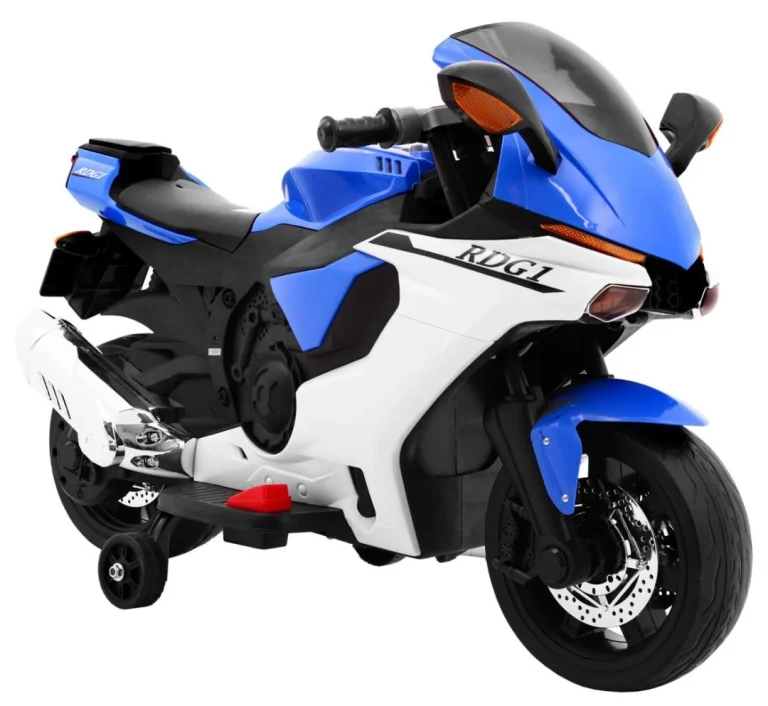 R1 Superbike Električni Motocikl Za Djecu Plavi + Pomoćni Kotači + Truba + Led Svjetla, Plava Motor Na Akumulator 5