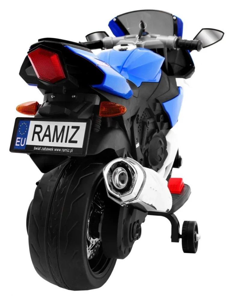 R1 Superbike Električni Motocikl Za Djecu Plavi + Pomoćni Kotači + Truba + Led Svjetla, Plava Motor Na Akumulator 8