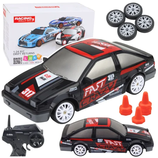 Rc Coupe Drift Car Na Daljinsko Upravljanje S Izmjenjivim Kotačima Crni 1:24 1