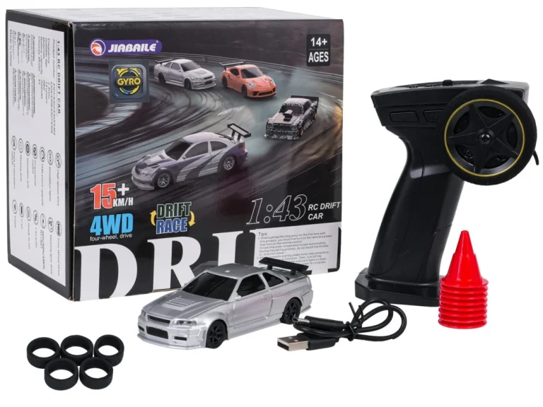 R/c Drift Car 1:43 Srebrni + Dodaci 1