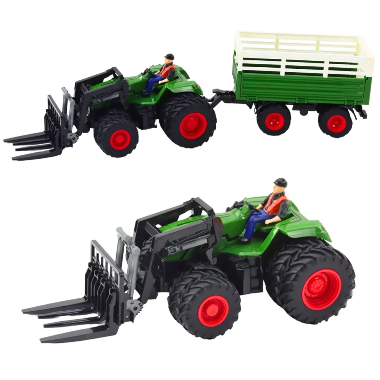 Rc Poljoprivredni Traktor Na Daljinsko Upravljanje S Prikolicom I Vilicama S Dvostrukim Kotačima 2