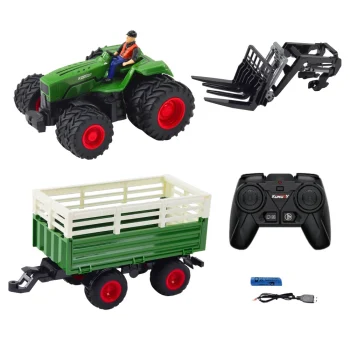Rc Poljoprivredni Traktor Na Daljinsko Upravljanje S Prikolicom I Vilicama S Dvostrukim Kotačima 3