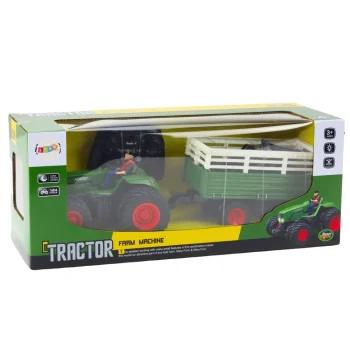 Rc Poljoprivredni Traktor Na Daljinsko Upravljanje S Prikolicom I Vilicama S Dvostrukim Kotačima 4