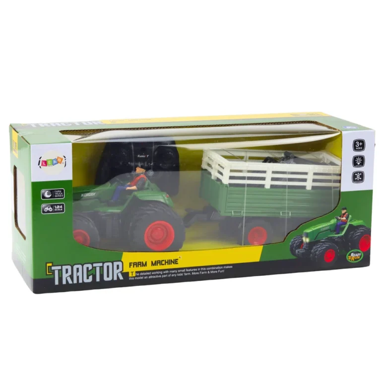 Rc Poljoprivredni Traktor Na Daljinsko Upravljanje S Prikolicom I Vilicama S Dvostrukim Kotačima 4