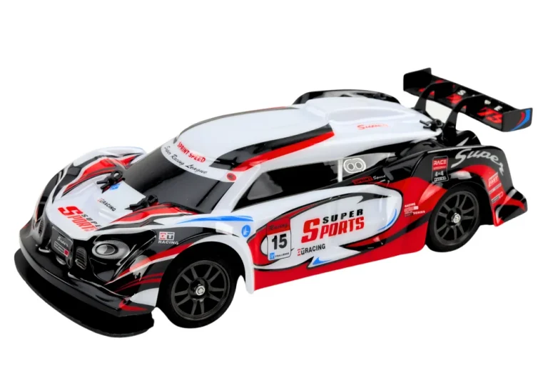 Rc Sportski Automobil 1:16 Drift S Izmjenjivim Kotačima Bijeli I Crveni 2