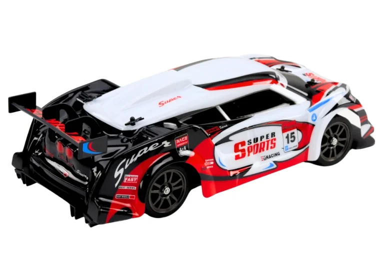 Rc Sportski Automobil 1:16 Drift S Izmjenjivim Kotačima Bijeli I Crveni 3