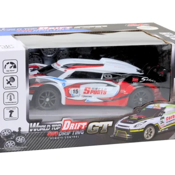 Rc Sportski Automobil 1:16 Drift S Izmjenjivim Kotačima Bijeli I Crveni 4