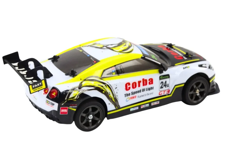 Rc Sportski Automobil 1:16 Drift S Izmjenjivim Kotačima Bijeli I žuti 3