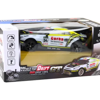 Rc Sportski Automobil 1:16 Drift S Izmjenjivim Kotačima Bijeli I žuti 4