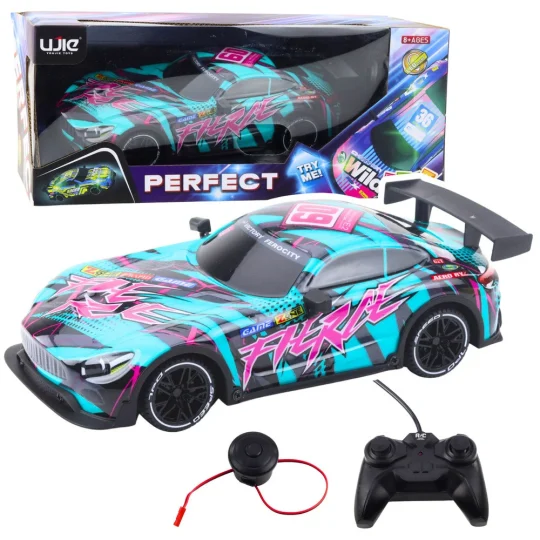 Rc Trkaći Auto S Osvijetljenim Tijelom Tirkizni 27 Mhz 1