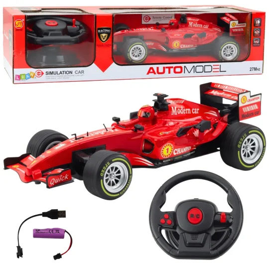 Rc Trkaći Automobil S Volanom, 1:12, Crvena, Svjetla I Zvuk 1