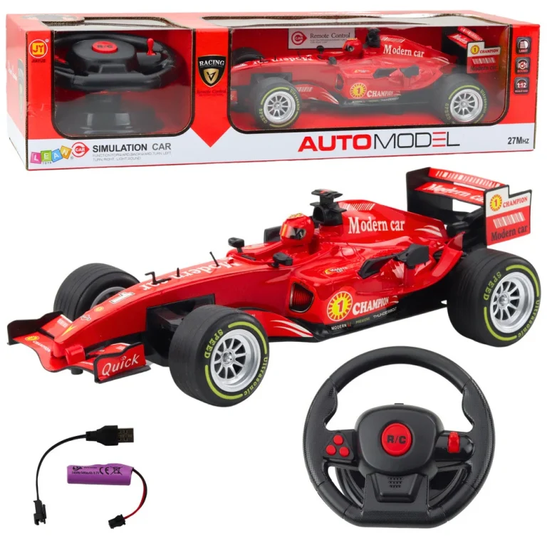 Rc Trkaći Automobil S Volanom, 1:12, Crvena, Svjetla I Zvuk 1