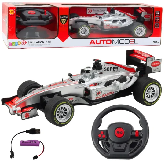 Rc Trkaći Automobil S Volanom, 1:12, Srebrna, Svjetla I Zvuk 1