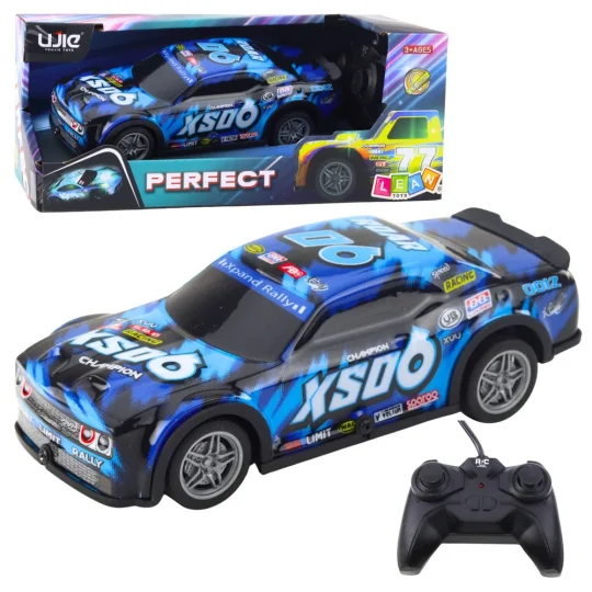 Rc Trkaći Automobil Sa Svjetlećom Karoserijom, Crno Plavi 1