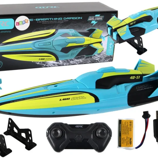 Rc Vodeni čamac 2.4g žuto Tirkizni Vodootporni Daljinski Upravljač 1